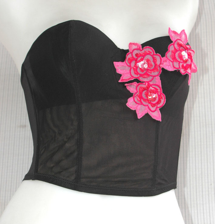 欧 黑色细腻网纱 调整<em>文胸</em> 紧身束身衣 塑身衣 