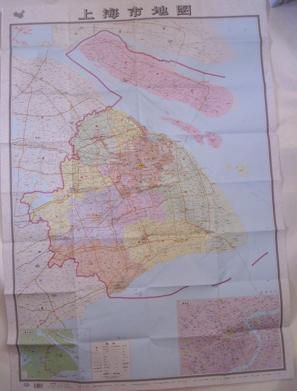 %上海市地图 上海政区图 折叠纸质 2014最新1