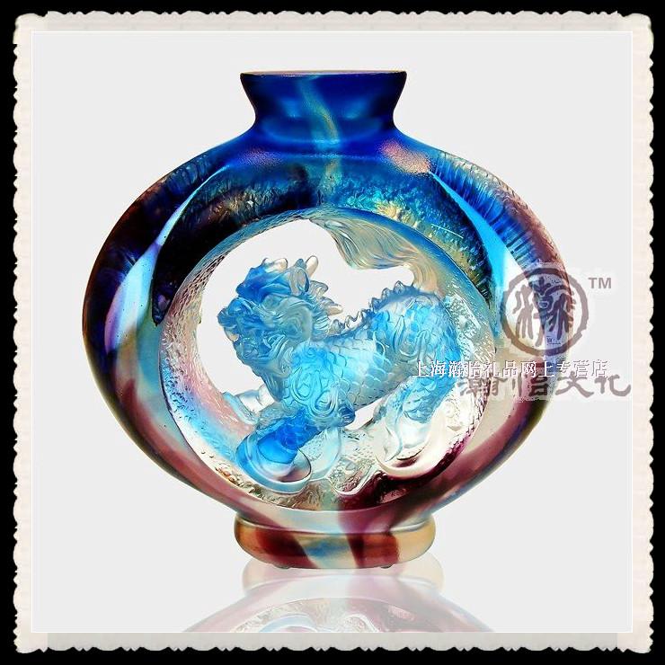 l琉璃精品 琉璃天赐鸿福麒麟 风水摆件家居摆件