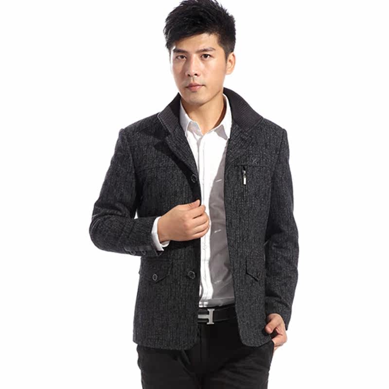 2014<em>春秋款品牌男装</em>夹克正品商务休闲羊毛/羊