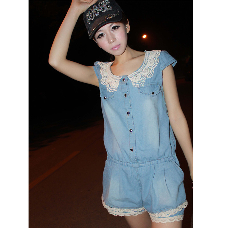 夏季新款初中<em>高中学生</em>牛仔背带裤<em>短裤</em>小清新青