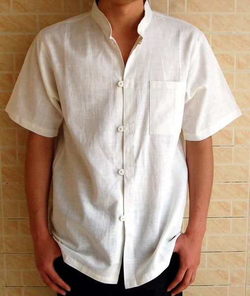 亚麻男<em>T恤</em> 中山装<em>开衫t恤男</em>短袖大码特价凉爽