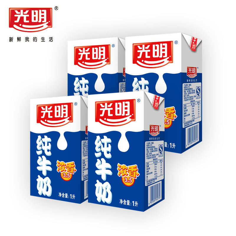 光明 纯牛奶浓香3.5 1L*4盒 天猫旗舰店 39