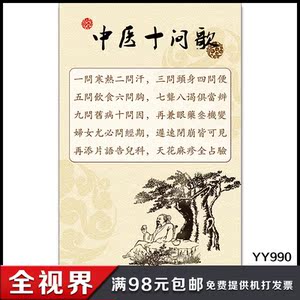 中医养生知识宣传海报 中医十问歌挂图 中医诊