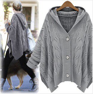 欧美2013秋装<em>宽松</em>女式<em>毛衣开衫</em>中<em>长款连帽</em>针