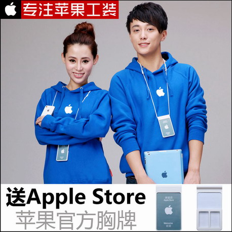 苹果工装 apple员工服 苹果冬装工服 圆领套头加厚秋冬装连帽衫