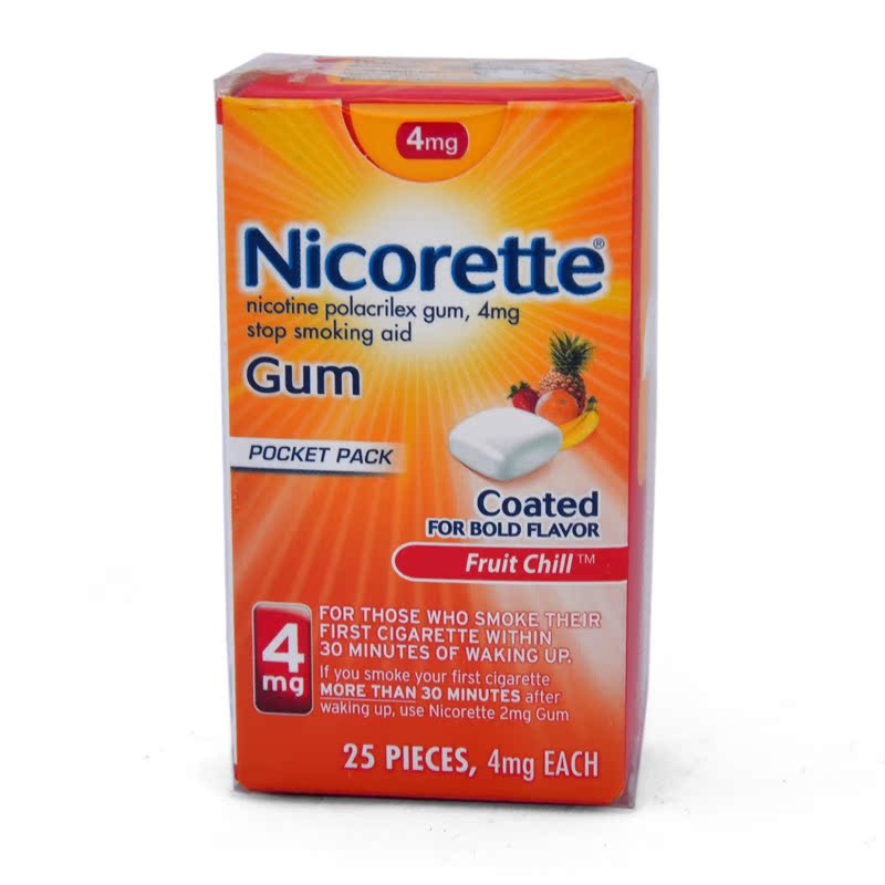 美国Nicorette 200粒综合水果味戒烟口香糖--尼