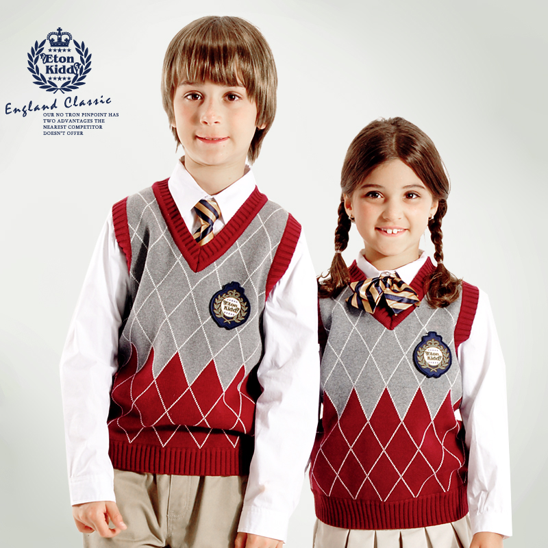 伊顿纪德童装学生校服男童V领针织衫儿童毛背心学院秋装毛衣新款|一淘网优惠购|购就省钱