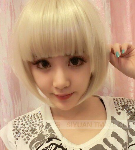 通动漫COS假发短发齐留海直发白发<em>米白色</em>BO