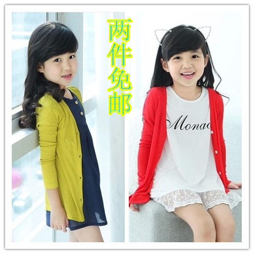 女中大童针织衫开衫<em>女童</em>秋装<em>簿外套</em>儿童防晒衫