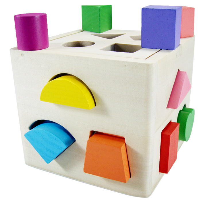 十三孔智力盒木质制形状镶嵌积木盒宝宝配对认