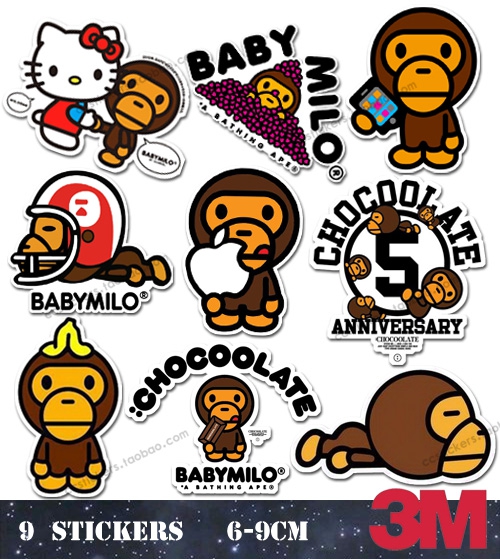 t22 babymilo 3m防水贴纸 复古贴纸 潮牌行李箱死飞冰箱贴纸