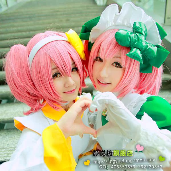 妖狐x仆ss髅髅宫歌留多假发 嫩粉色cos假发cosplay动漫lolita假发