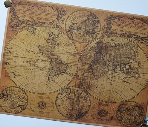 复古世界地图加勒比海盗古航海地图怀旧海贼王