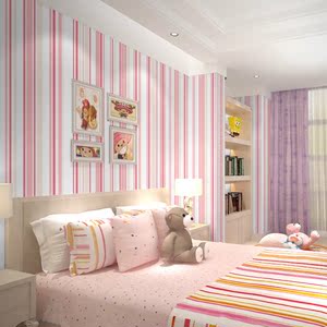 粉色条纹墙纸 白色粉红色条纹壁纸 温馨田园风