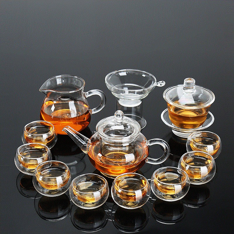 加厚透明玻璃茶具套装家用玲珑杯水晶盖碗锤目纹茶杯功夫配件简约|ruв категории посуда, чайный сервиз, кунг - Фу, чайный сервиз - от Buy2taobao.com для оказания профессиональной услуги покупки агента Taobao