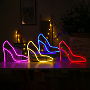 网红高跟鞋摆件ins卧室发光霓虹灯，造型灯酒吧led橱窗房间装饰