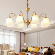 客厅吊灯美式全铜卧室主卧别墅，楼梯法式复古轻奢欧式餐厅大气灯具