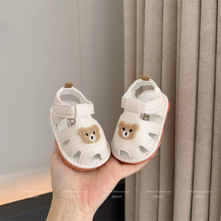 夏季1-2岁男女宝宝6-12个月婴幼儿学步鞋软胶底防滑包头防踢凉鞋