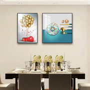 8jdk餐厅挂画现代轻奢晶，瓷画大小组合装饰画，饭厅静物有框画气球甜