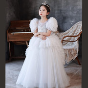 儿童生日公主裙红毯走秀拖地婚纱美声独唱女孩钢琴音乐会绑带礼服