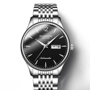 防水冠琴品牌手錶男钢带手表，商务手表士，机械双夜光瑞士日历