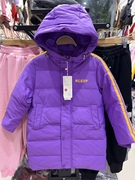 品牌羽绒服女中大童，加厚紫色带帽中长款120-160福利199块处理