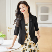 韩版职业小西装外套女2024夏季小个子薄款网纱袖休闲气质西服上衣