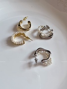 小众手工串珍珠复古法式浪漫时尚经典环形百搭精致质感通勤耳环女