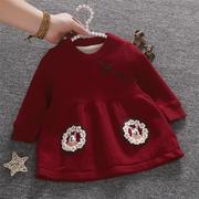 女童宝宝裙子毛衣针织衫冬季婴儿公主裙衣服周岁礼服过年新年服冬