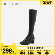 菲伯丽尔时髦增高弹力靴冬季粗跟高筒瘦瘦长靴女靴FB24117079