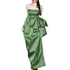 晨拍礼服新中式晨袍女新娘，高级感高端小众，绿色抹胸旗袍连衣裙长