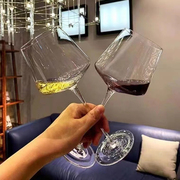 欧式轻奢勃艮第红酒杯创意，高脚杯2支装纯手工水晶玻璃杯葡萄酒杯