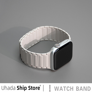 uhada适用苹果手表S9表带金属磁吸回环applewatch Ultra2硅胶磁吸SE男女高级智能运动iWatch 8/7/6/5腕带