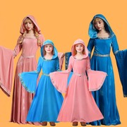 万圣节儿童服装女童吸血鬼女巫cos服成人中世纪复古宫廷风连衣裙