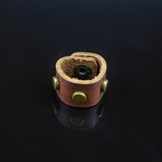 复古青铜色高平圆铆钉棕咖啡色牛皮朋克戒指男女指环搭配饰品道具