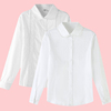 女童月牙衬衫圆领小学生长袖，校服中大童纯棉加绒儿童，蕾丝白色衬衣