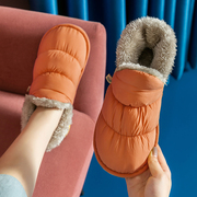 雪地靴女冬季2024保暖一脚蹬中筒靴子，防水羽绒布女士加绒棉鞋