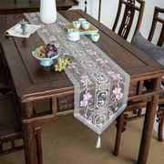 桌旗新中式蕾丝刺绣茶旗中国风，电视柜盖布高档床旗茶席，长条餐桌布