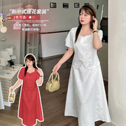 新中式改良国风半身裙套装夏季大码女装气质衬衣两件套220288