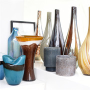 每周一三五上新/简约北欧彩色玻璃花瓶家居餐桌装饰品摆件B5-1-2