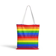 彩虹印花帆布袋彩色，条纹购物袋创意艺术单肩包个性，手提托特包