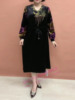 时尚秋季金丝绒长袖连衣裙中老年女装高端镶钻气质减龄长裙