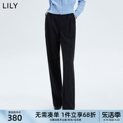 商场同款lily女装，舒适羊毛气质，通勤高腰直筒休闲裤