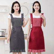 2022韩版时尚防污围裙厨房家用餐厅咖啡店女同款定制logo印字