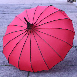 创意大红长柄晴雨伞复古风，婚庆摄影伞宫廷伞，结婚伞宝塔伞公主伞女