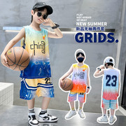 男童篮球服套装夏季薄款2024中大童运动夏装，儿童装背心速干衣