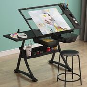 绘图桌绘画可升降桌美术，玻璃画画制图电脑，设计师书桌工作台桌子