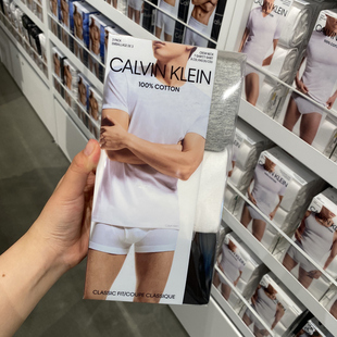 calvinkleinck男士休闲纯棉，纯色打底衫短袖背心，t恤1盒3件装