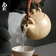 日式陶壶煮茶壶明火提梁壶竹编陶泥电陶炉功夫茶具烧水壶围炉煮茶